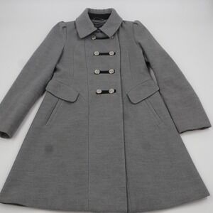 Rothschild Tailored Coat Kids Size 7/8 Grey‎ Wool Blend Silver Crest Buttons